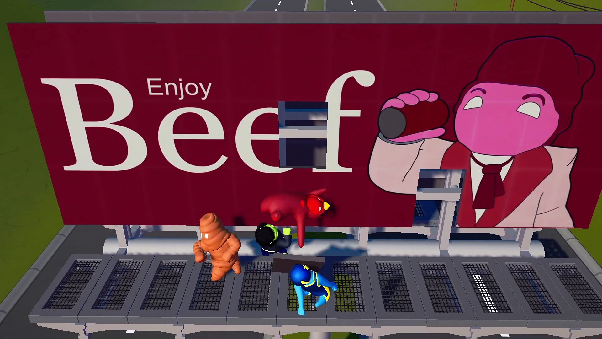 Switch game cover for Gang Beasts by Skybound Games, featuring cartoon-style characters in a humorous brawl scene.