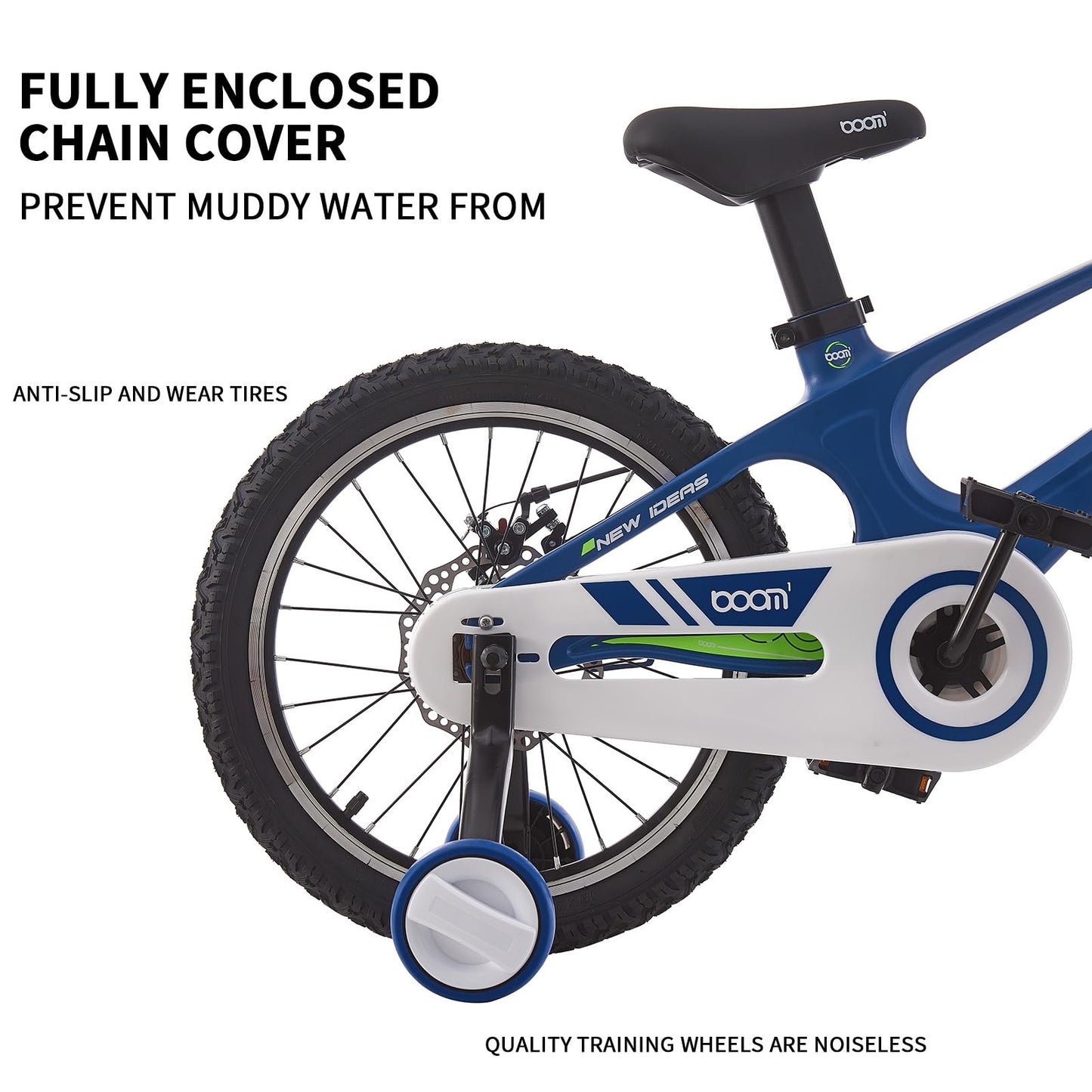 BSTSEL children's blue 14-inch bicycle with stabilizers and double brakes, suitable for ages 2-9, ideal kids bike gift.