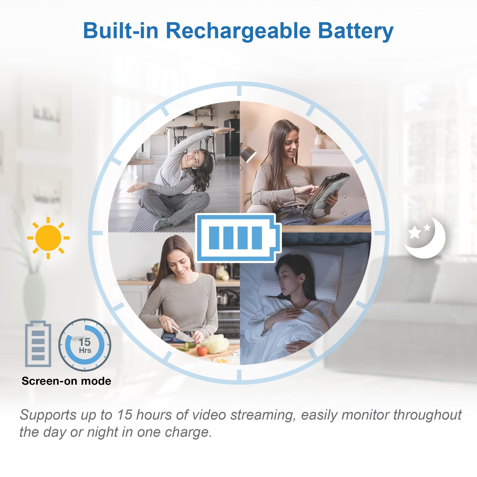 VTech VM919HD baby monitor with 7-inch HD display, camera with 360° pan and tilt, night vision, wide-angle view, and long-range.