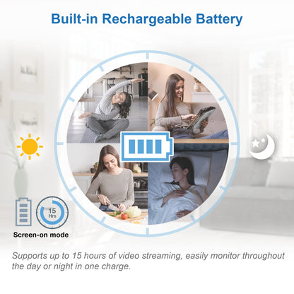 VTech VM919HD baby monitor with 7-inch HD display, camera with 360° pan and tilt, night vision, wide-angle view, and long-range.