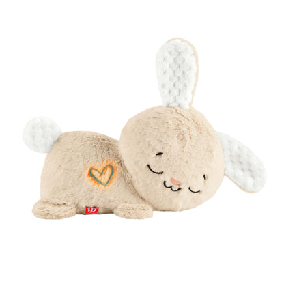 Fisher-Price Baby Sound Machine Soothe & Settle Bunny plush toy with lights, music, and gentle motion for newborns.