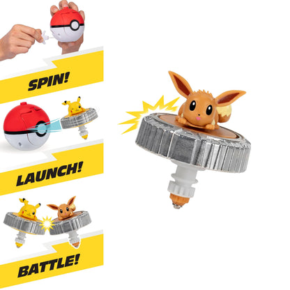 Pokémon Battle Spinner single-pack featuring Eevee with colorful design and spinning action for gameplay.