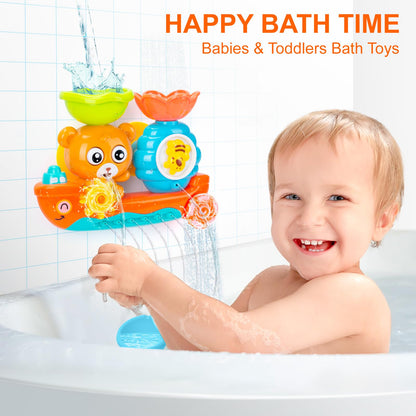 Colorful Rilso bath toys for toddlers and babies, featuring various shapes and sensory elements for water play.