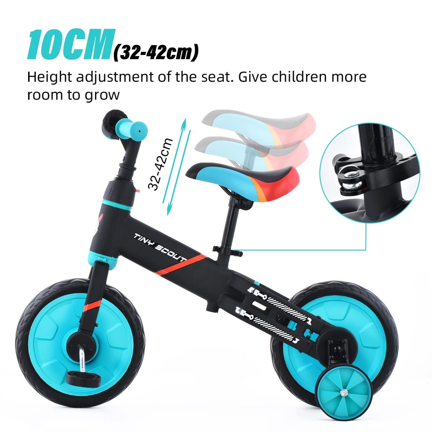 UBRAVOO Balance Bike for 2-5 Years Old Boys&Girls, 12 Inch 4-in-1 Toddler Walking Bicycle with Detachable Training Wheels & Pedals(JL102, Blue)