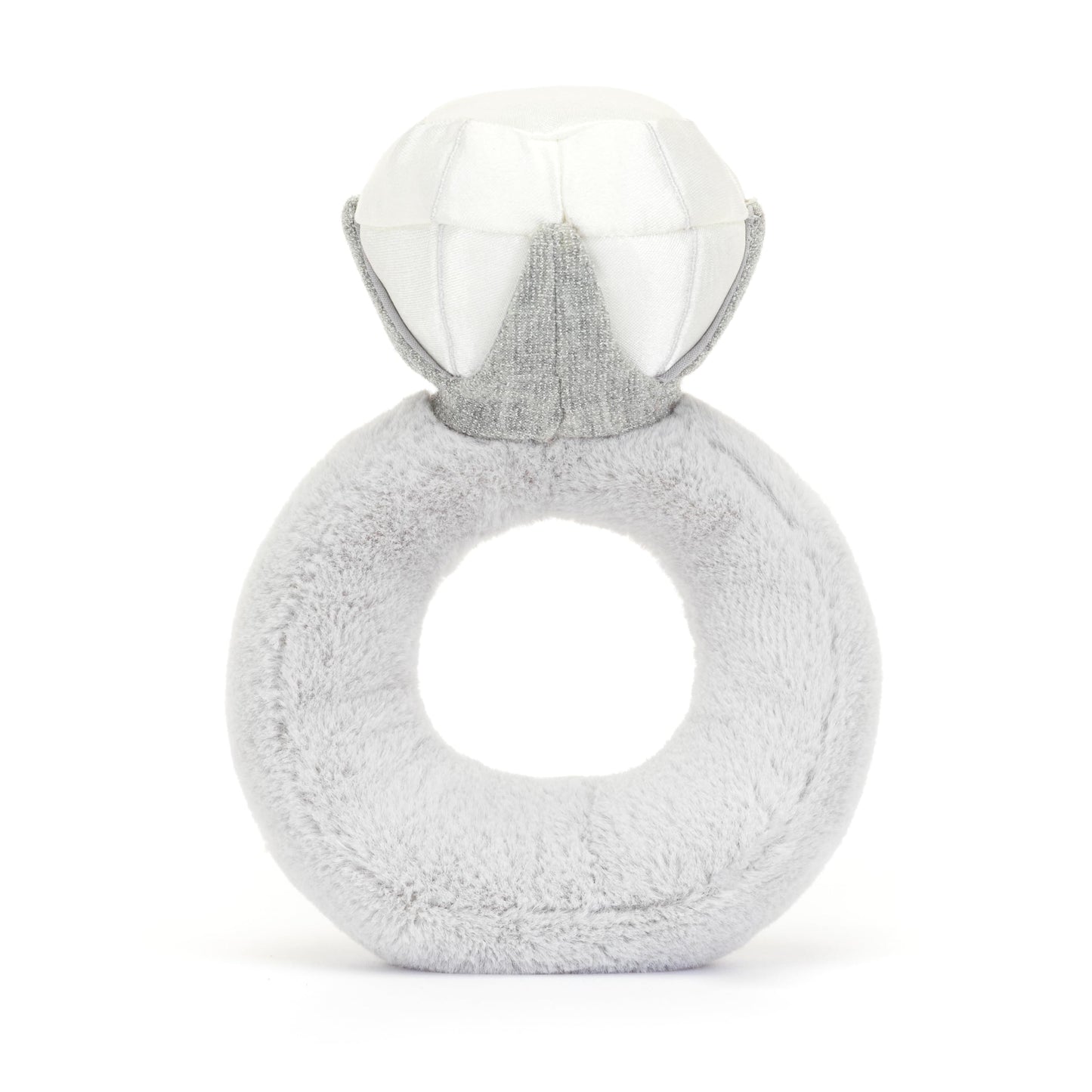 Jellycat Amuseable Diamond Ring plush toy, 20 cm tall and 12 cm long, featuring a smiling face and colorful design.