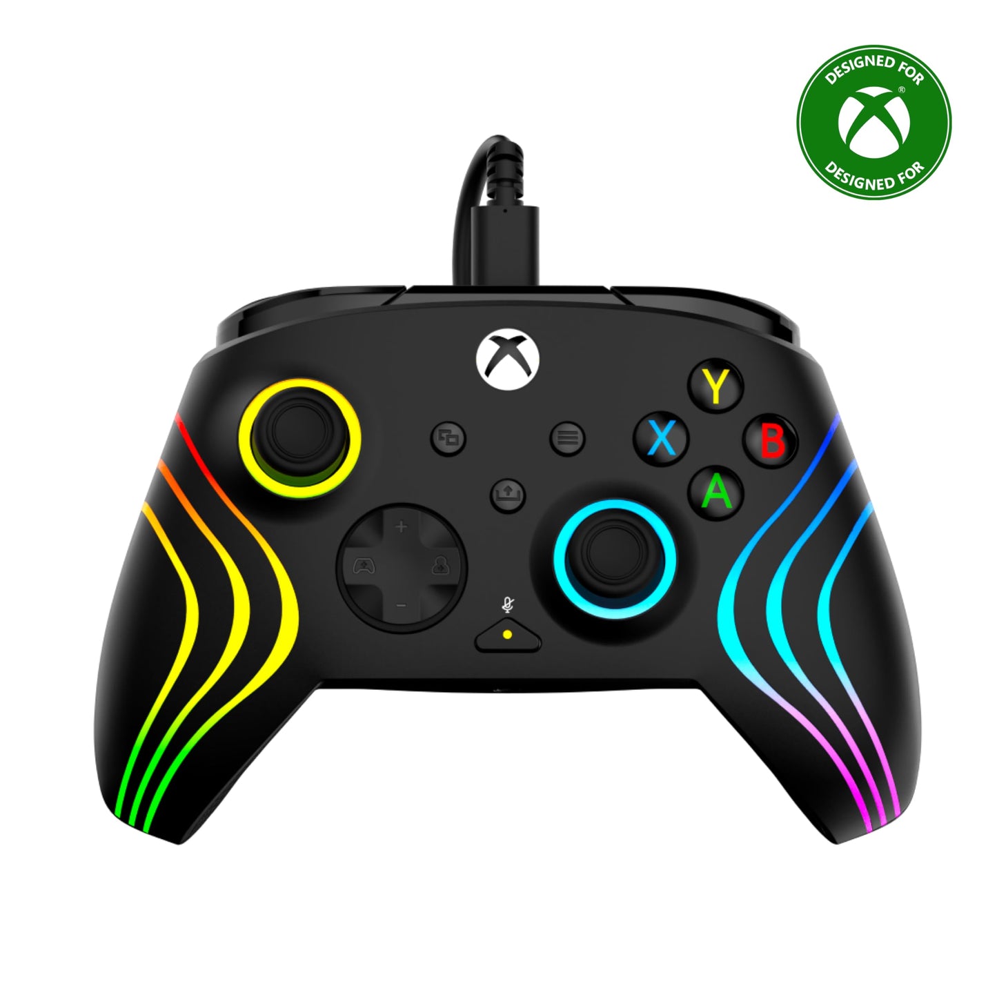 Turtle Beach Afterglow Wave wired gaming controller with RGB lighting, mappable buttons, hall-effect triggers, and audio controls for Xbox and Windows