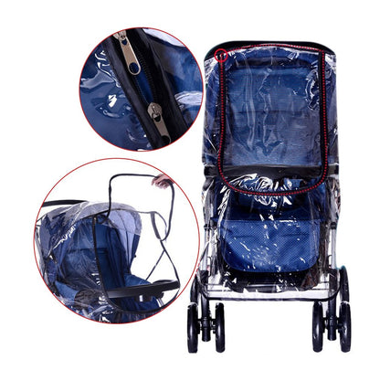 Universal Stroller Rain Cover for Pushchair Buggy Pram Baby Travel Weather Shield Rainproof Dustproof Windproof Rain Cover with Canopy and Zipper Door