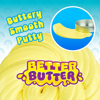 Yellow Crazy Aaron's Better Butter Thinking Putty with buttery smooth texture, 2.1 oz, suitable for ages 3 and up