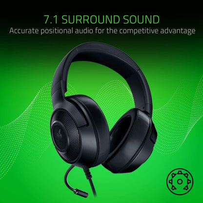 Razer Kraken X Lite - Wired Ultralight PC Gaming Headset - Surround Sound bendable cardioid microphone (230g light, 3.5 jack for PS4, PS5, Switch, Xbox One, Xbox Series X|S) Black
