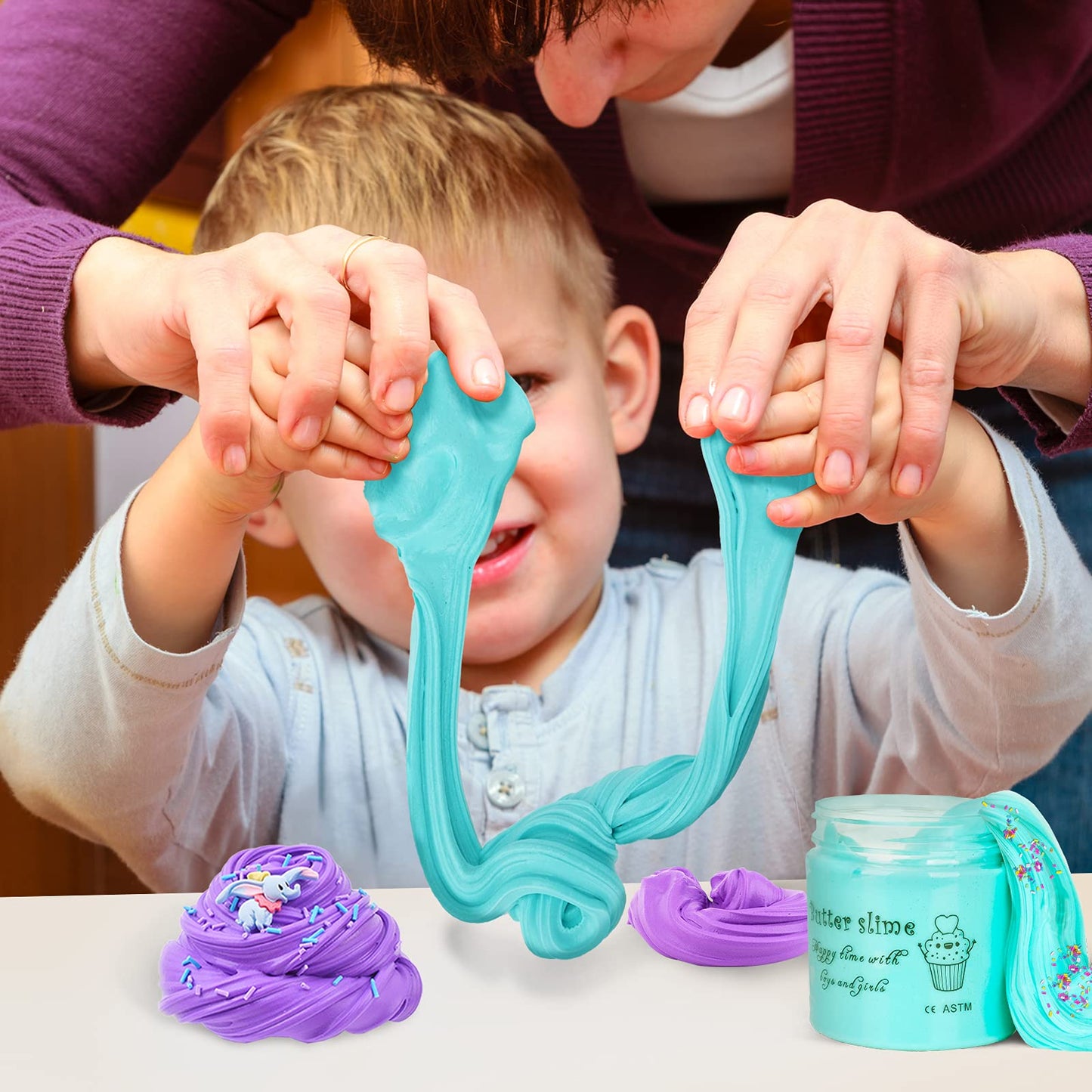Colorful fluffy slime toy kit by Appoft for kids aged 5-12, includes putty slimes set perfect for birthday gifts and stress relief.