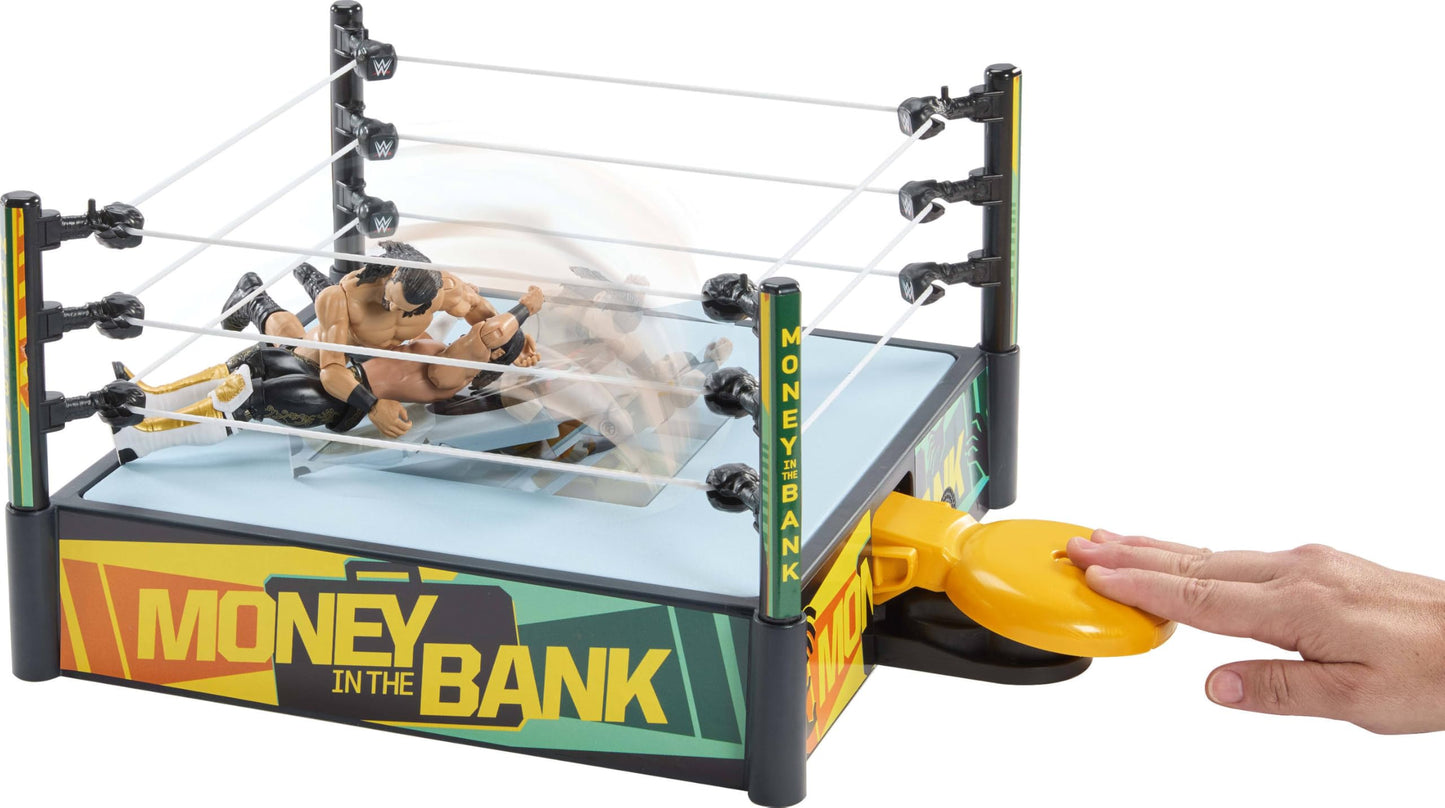 WWE Money In The Bank Cash-In Ring Playset with 2 Play Modes & 40+ Sounds & Phrases, Includes Launcher Crane, Ladders & Briefcase, 13-Inch x 20-Inch, JGR83