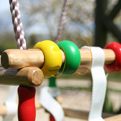 Hardwood Baby Swing Seat (Beech) with Safety Harness and Play Beads Lovely Cradle Swing for Garden or Nursery