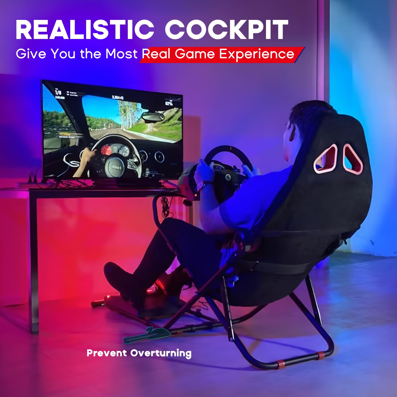 DIWANGUS racing simulator cockpit with foldable design, steering wheel stand, compatible with Logitech G29 G920 G923, Thrustmaster T248X.