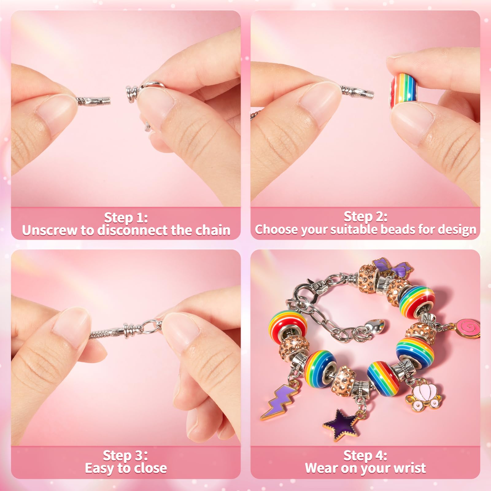 BLmukce charm bracelet making kit for girls featuring beads, charms, and necklace supplies for DIY jewelry crafting fun.