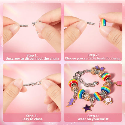 BLmukce charm bracelet making kit for girls featuring beads, charms, and necklace supplies for DIY jewelry crafting fun.
