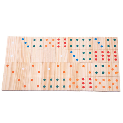 Wooden giant dominoes set by Jaques of London for kids, outdoor garden game, large colorful domino pieces for children.