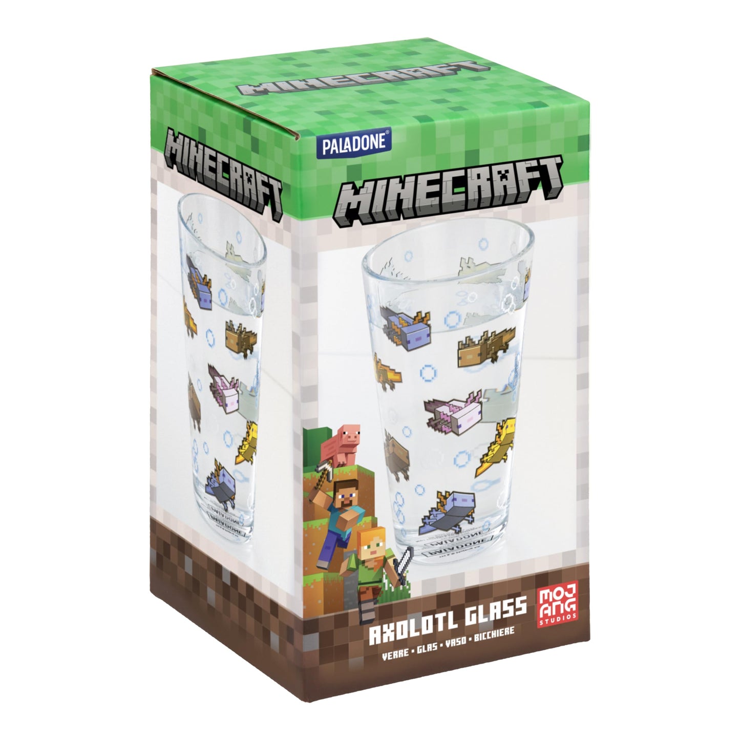 Minecraft Paladone Axolotl Drinking Glass 400ml, Officially Licensed Glassware Tumbler for Gamers, Fun Gift, Gaming Merch