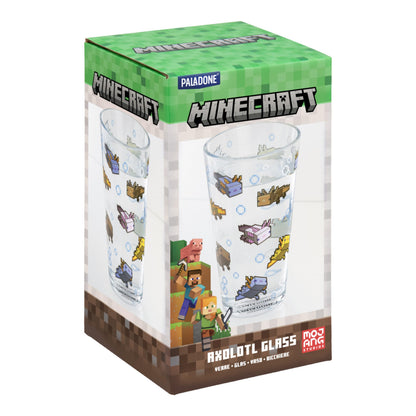Minecraft Paladone Axolotl Drinking Glass 400ml, Officially Licensed Glassware Tumbler for Gamers, Fun Gift, Gaming Merch