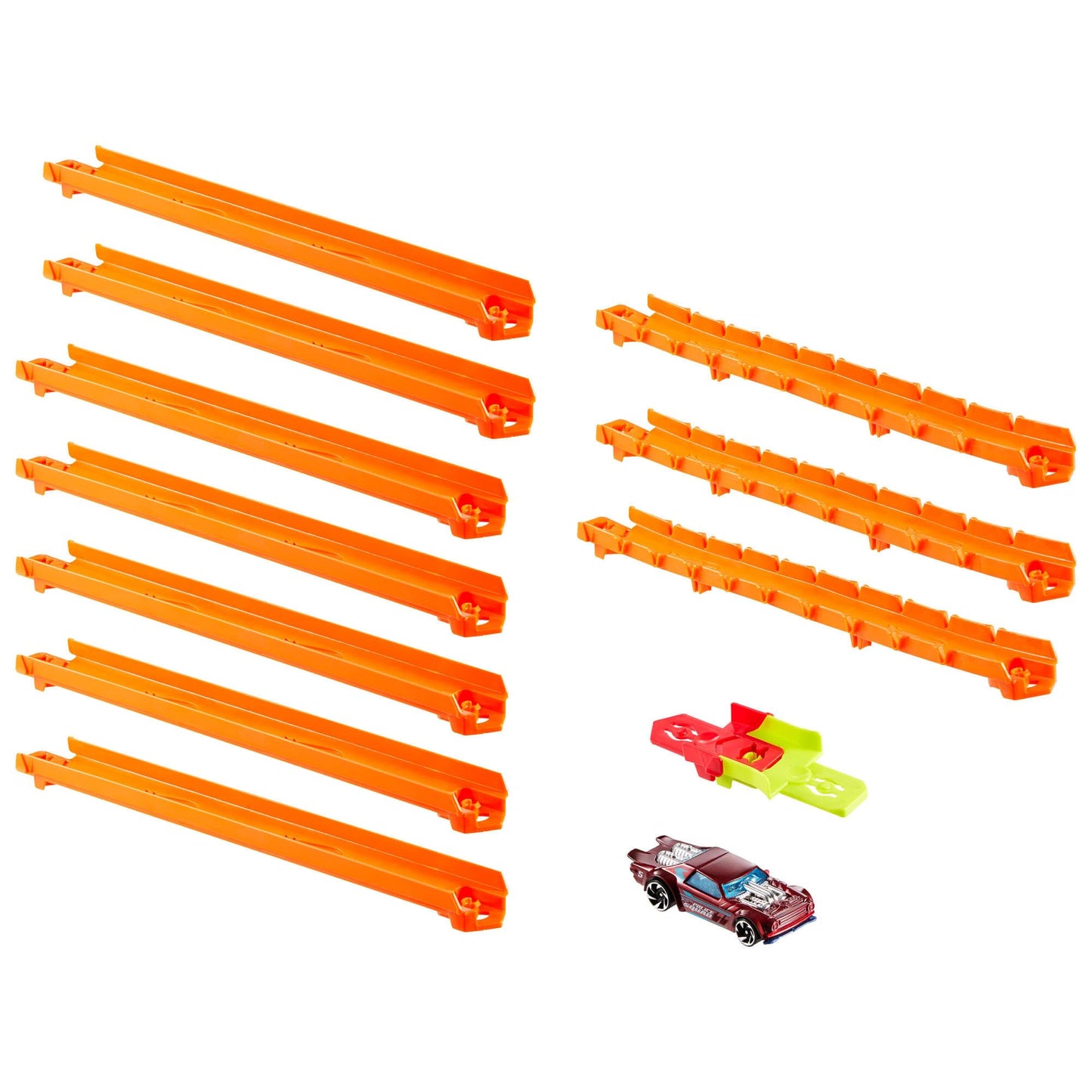 Hot Wheels Toy Car Track Set, Track Creator Starter Pack with 1:64 Scale Die-Cast Vehicle, 10 Feet of Speed Snap Flex & Molded Track with 2 Adapters, JDW43