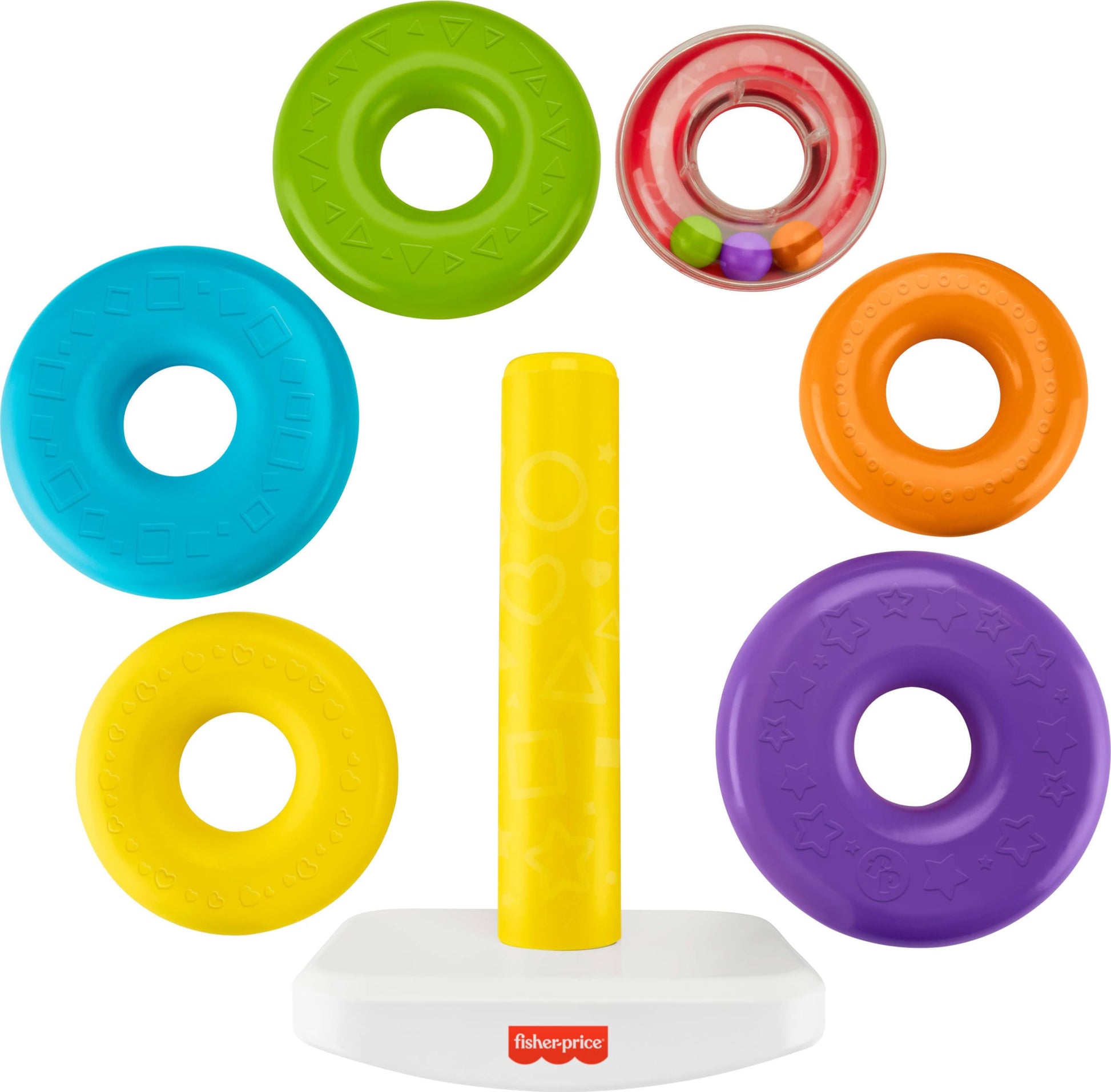 Fisher-Price Baby & Toddler Toy Giant Rock-a-Stack with colorful rings and a stacking base, over 14 inches tall for children 1+ years.