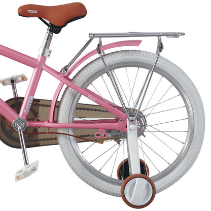 BSTSEL Kids Bike 16" 18" 20" 22“ Pink Baby Girls Children Bicycle with Basket, Rear Bracket, Silent Stabilizers and Double Brakes Ages 5-12 Years Old 16-20 inch Girls Bike Gift (18 inch)