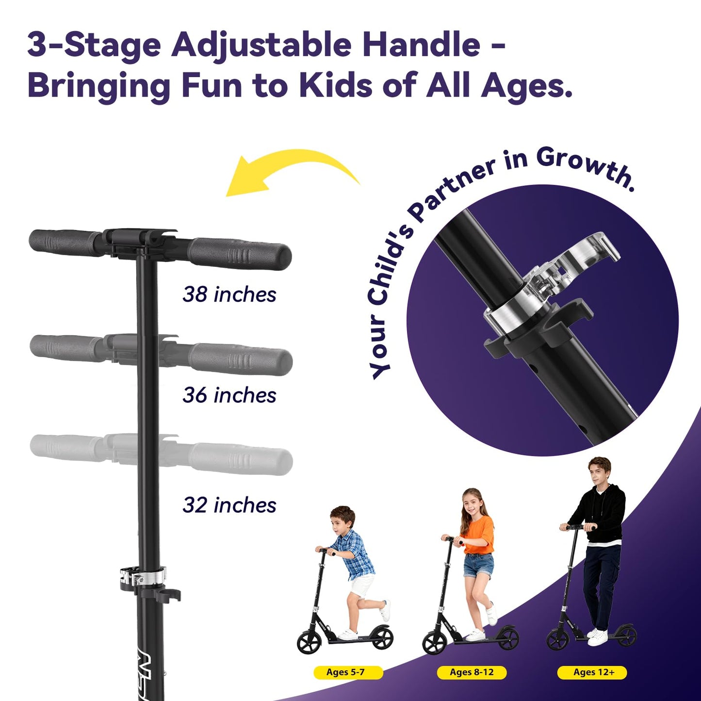 Nattork navy blue kick scooter with 8" wheels, adjustable handlebar, and front shock absorber for teens and adults.