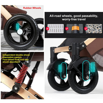 Twins Cozy Compact Twin Pram Stroller - Double Seat Tandem Toddler Stroller, Can Sit/Lie, Detachable Pushchair for Infant, Easy Fold Carriage, Multi-Position Reclining Seats (Color: Pink)