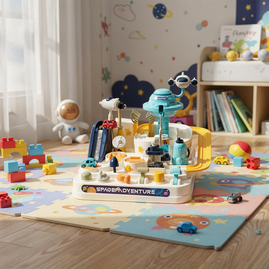 Qivange Kids Race Track Toys for Ages 3-8 Car Adventure Race Track with 4 Vehicles Battery-Free, Learning & Intelligence Educational Interactive Toy Toddler Gifts for Boys Girls
