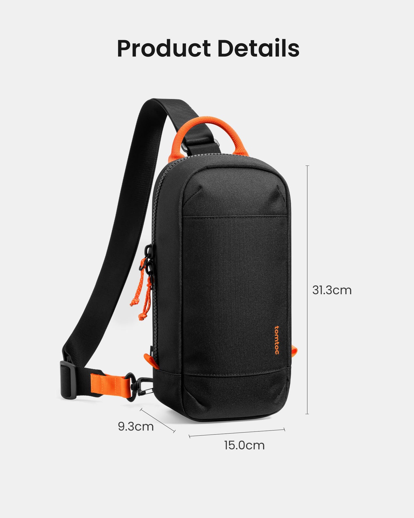 tomtoc sling crossbody bag for Nintendo Switch 2, black gaming pouch with 8 cartridge slots, portable travel case with accessories