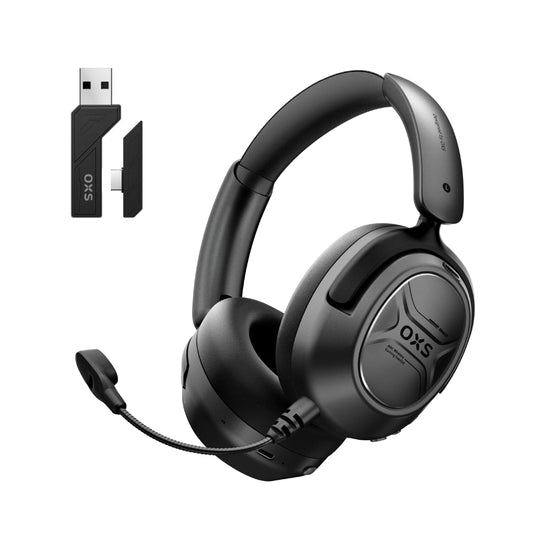 OXS Storm A2 wireless gaming headset with over-ear design, active noise cancellation, mic, Bluetooth 5.4, and black finish.
