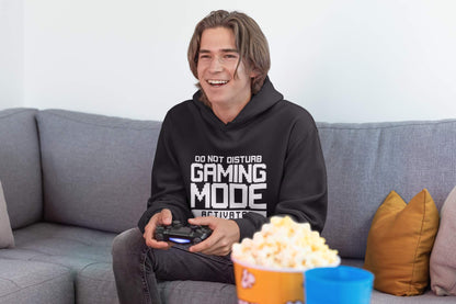 HotScamp unisex hoodie featuring "Do Not Disturb Gaming Mode Activated" design, ideal for teens and kids who love online gaming.