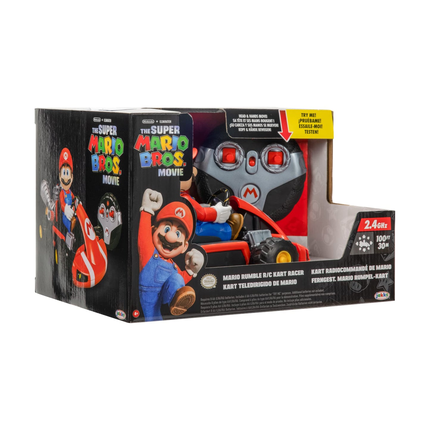 THE SUPER MARIO BROS. MOVIE Nintendo Mario R/C Car With Tail Pipes Light and Rumble Features, Inspired By The Super Mario Movie. The For Kids Aged 3+