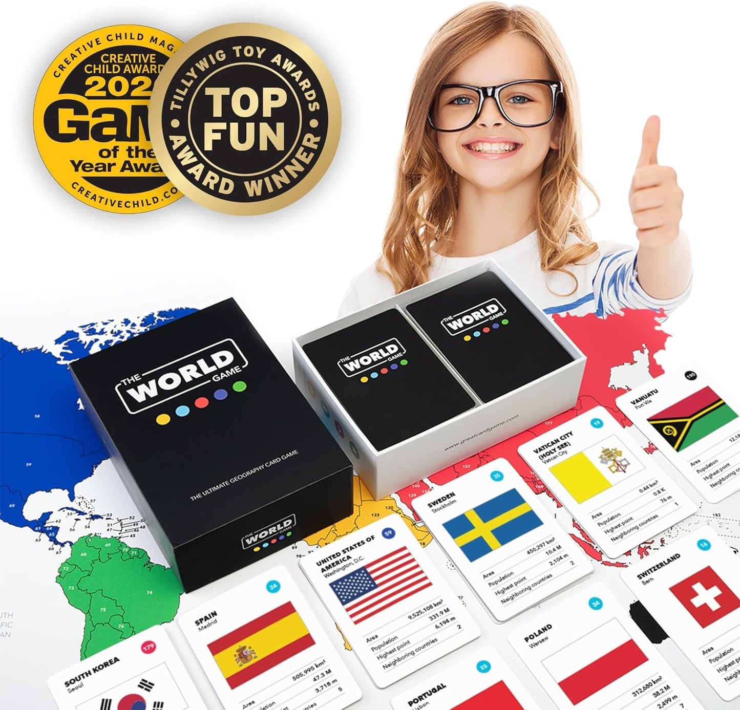 The World Game - Geography Card Game - Educational Board Game for Kids, Family & Adults - Learning Game for Teenage Boys & Girls
