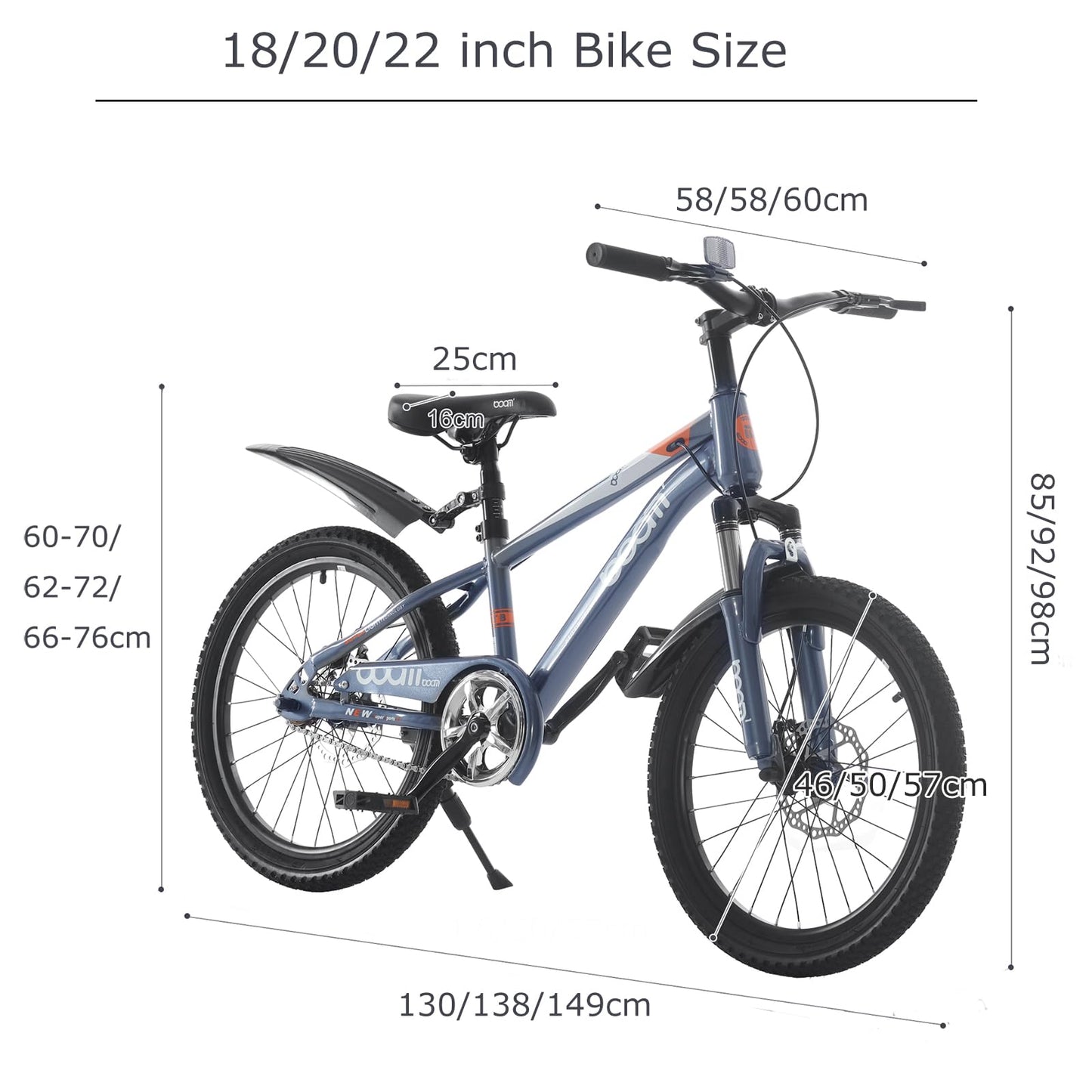 LSLIFE Kids Mountain Bike for Boys, 18 Inch Kids Bicycle for 6-10 Years Old Boy with Shock Absorber Boys Mountain Bicycle with Dual Disc Brake (Grey, 18 Inch)
