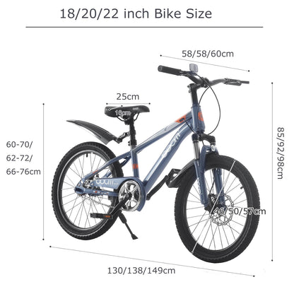 LSLIFE Kids Mountain Bike for Boys, 18 Inch Kids Bicycle for 6-10 Years Old Boy with Shock Absorber Boys Mountain Bicycle with Dual Disc Brake (Grey, 18 Inch)