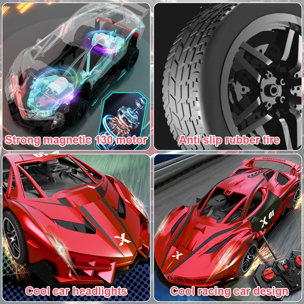HATFRYF RC Drift Car, Cool Electric Remote Control Car, 1:22 Remote Control, Kids Toy Vehicle, Model Toy for Boys - Driftable, Gifts for Kids Boys