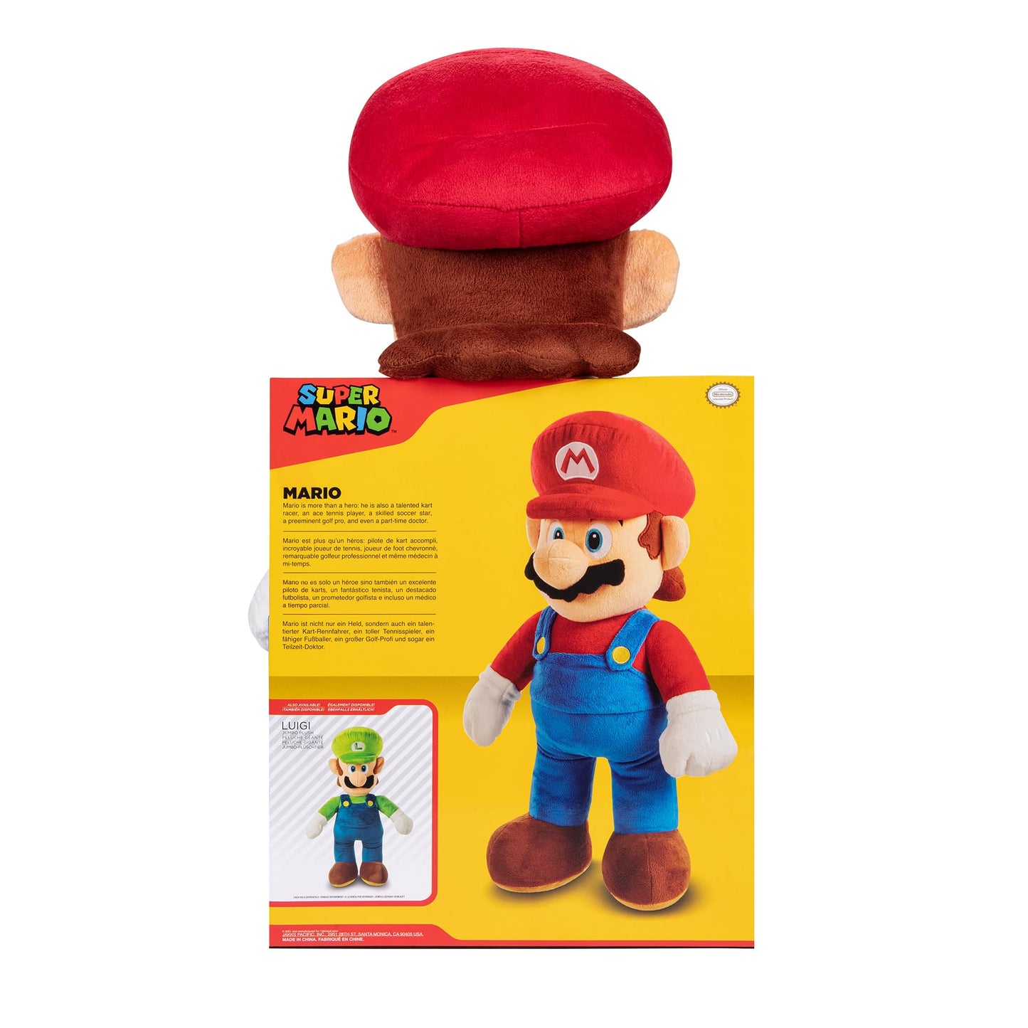 Nintendo Jumbo Super Mario Plush, 20” / 50cm Cuddly Soft Toy Made From Super Soft Fabrics, Perfect for Collectors and Kids