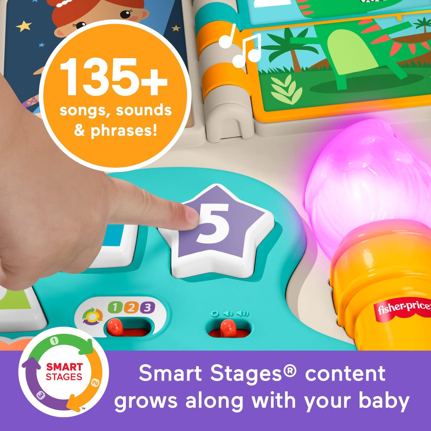 Fisher-Price Laugh & Learn 4-in-1 activity table and art easel for babies, featuring colorful toys and educational music.