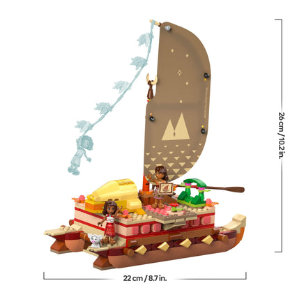 LEGO | Disney Moana 2 Moana's Adventure Canoe - Buildable Toy boat with a Textile Sail, Removable Deck, Campfire & 3 Mini Dolls incl. Loto and Moni - Gift for 6+ Year Old Girls & Fans - 43270