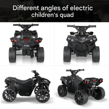 MAMIZO 6V Kids Electric Ride on Car, ATV Quad Bike with MP3 Music Player, Trumpet and LED Lights, USB Charging, Children Vehicle Quad Electric Car 3-5 km/h, for 3 Years Old Boys Girls, Black