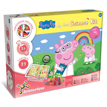 Science4you Peppa Pig science kit for kids with experiments like giant bubbles and seed growing, suitable for ages 4 and up.