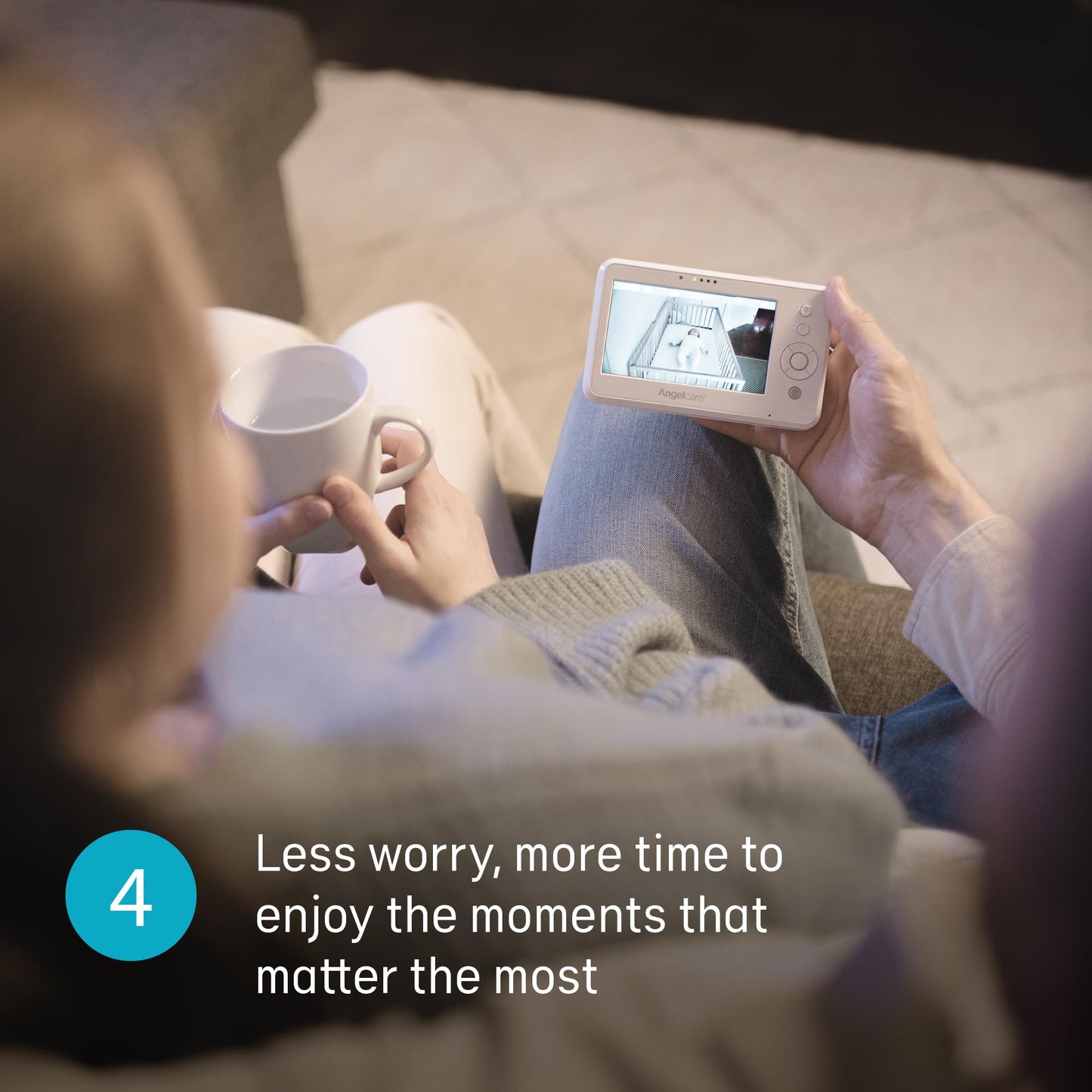 Angelcare AC25-1 movement monitor with video and sound, no Wi-Fi, medically certified, providing reassurance without wearables