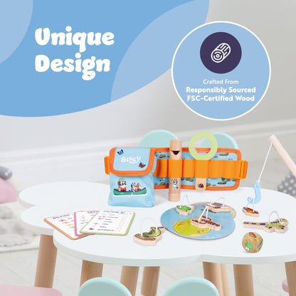 Bluey Adventure Belt set with magnifying glass, compass, whistle, and explorer accessories for kids' outdoor and indoor pretend play.