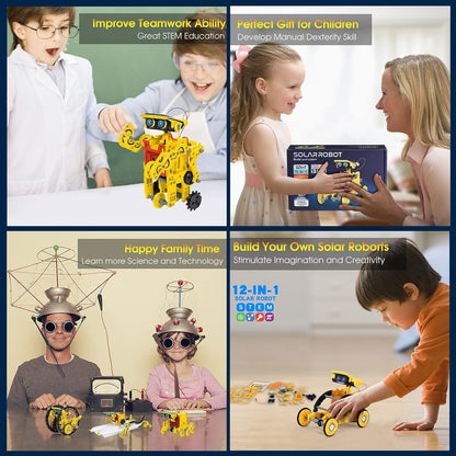 OMWay STEM 12-in-1 Solar Robot Toys, Science Kits for Kids Age 8, Building Experiment Engineering Robotics for 9 10 11 12 13 14 Year Old Boys Girls Teens