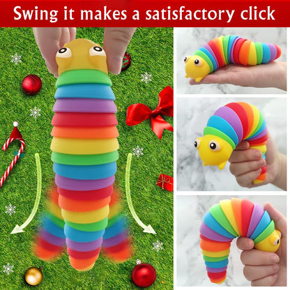 2 Pieces Articulated Fidget Toy, Rainbow Caterpillar Toy Ocean Shark Decompression Toys, Stim Toy Decompression Fun Autism ADHD Fidgeting Children's Toys Adults (Rainbow Caterpillars)