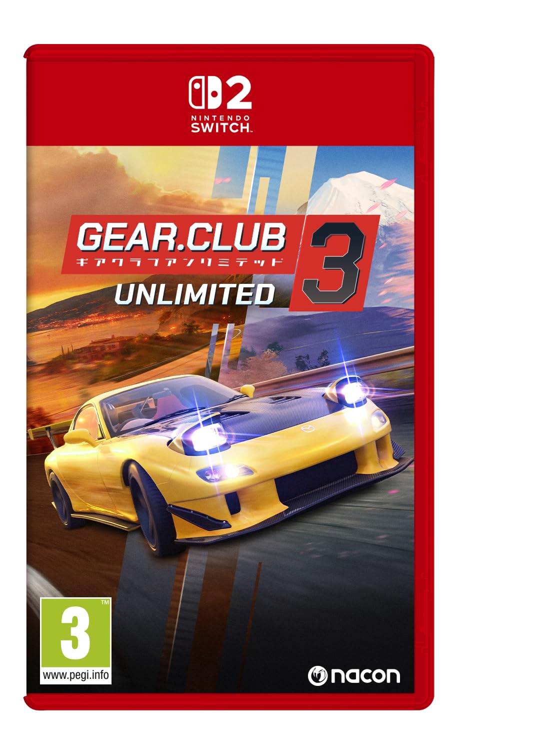 Nacon Gear Club Unlimited 3 Nintendo Switch 2 game cartridge case with cover art and game title visible.
