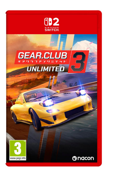 Nacon Gear Club Unlimited 3 Nintendo Switch 2 game cartridge case with cover art and game title visible.