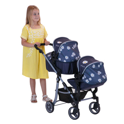 Daisy Chain Pinnacle Double Dolls Pram – The largest Dolls Pram in the World! Adjustable handle up to 95cm. For 7,8,9,10,11,12,13 years+. (Daisy Dot)