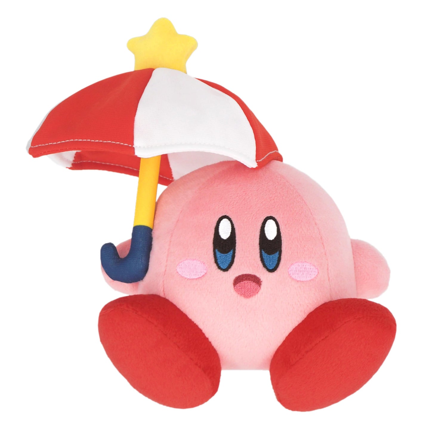 Kirby plush toy from Nintendo Together+ featuring Kirby with a parasol, 13 cm soft stuffed character from Together Plus.