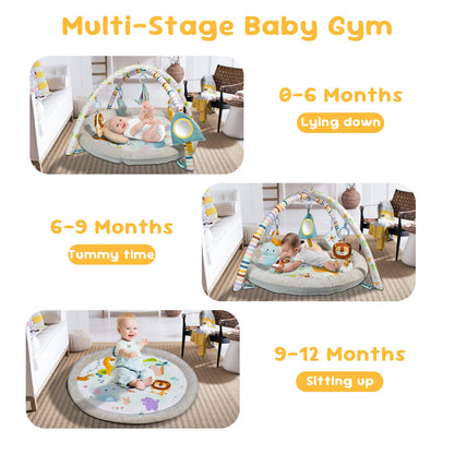 GoldEnough baby play mat with hanging toys, tummy time pillow, and soft floor gym for newborns and infants 0-36 months.
